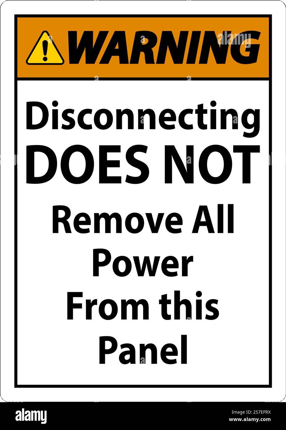 Warning Disconnecting Does Not Remove All Power From this Panel Stock Vector