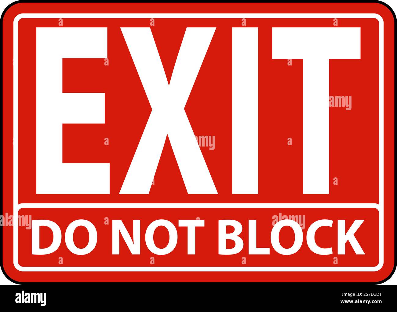 Exit Do Not Block Sign On White Background Stock Vector