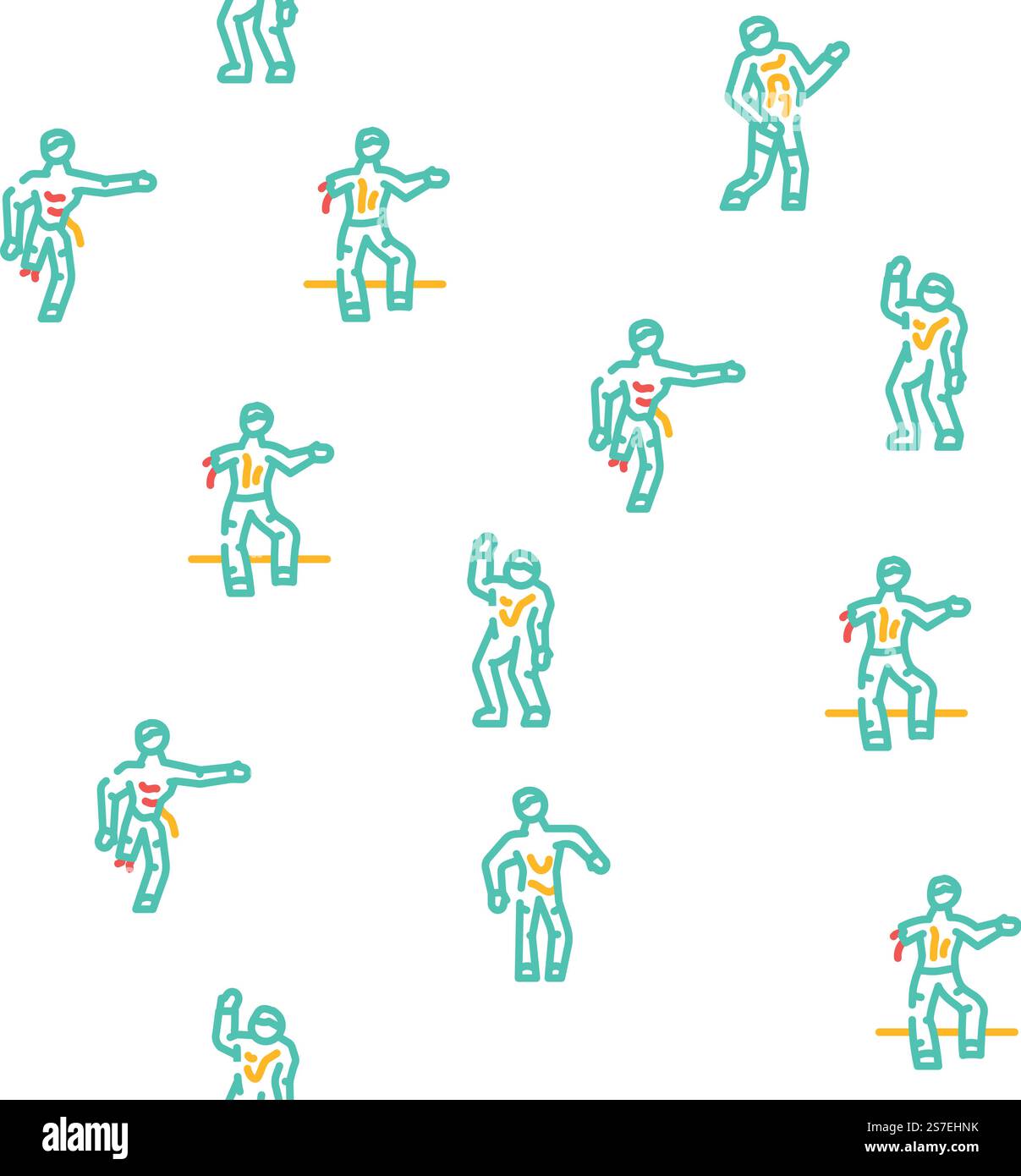 zombie horror dead monster vector seamless pattern thin line illustration. zombie horror dead monster vector seamless pattern Stock Vector