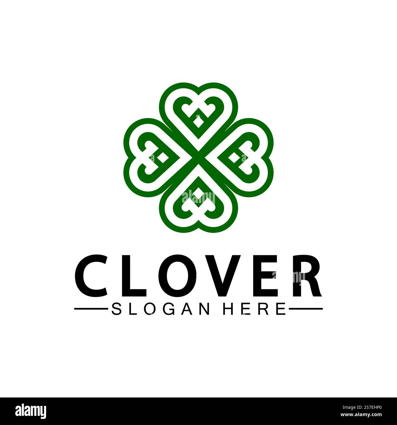 Four Leaf Clover Ornamental Logo Template Illustration Design. Stock Vector