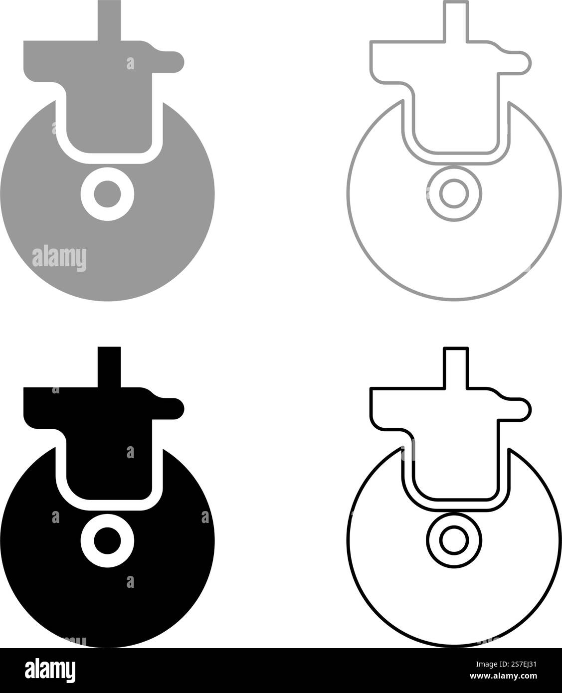 Wheel for furniture caster swivel set icon grey black color vector ...
