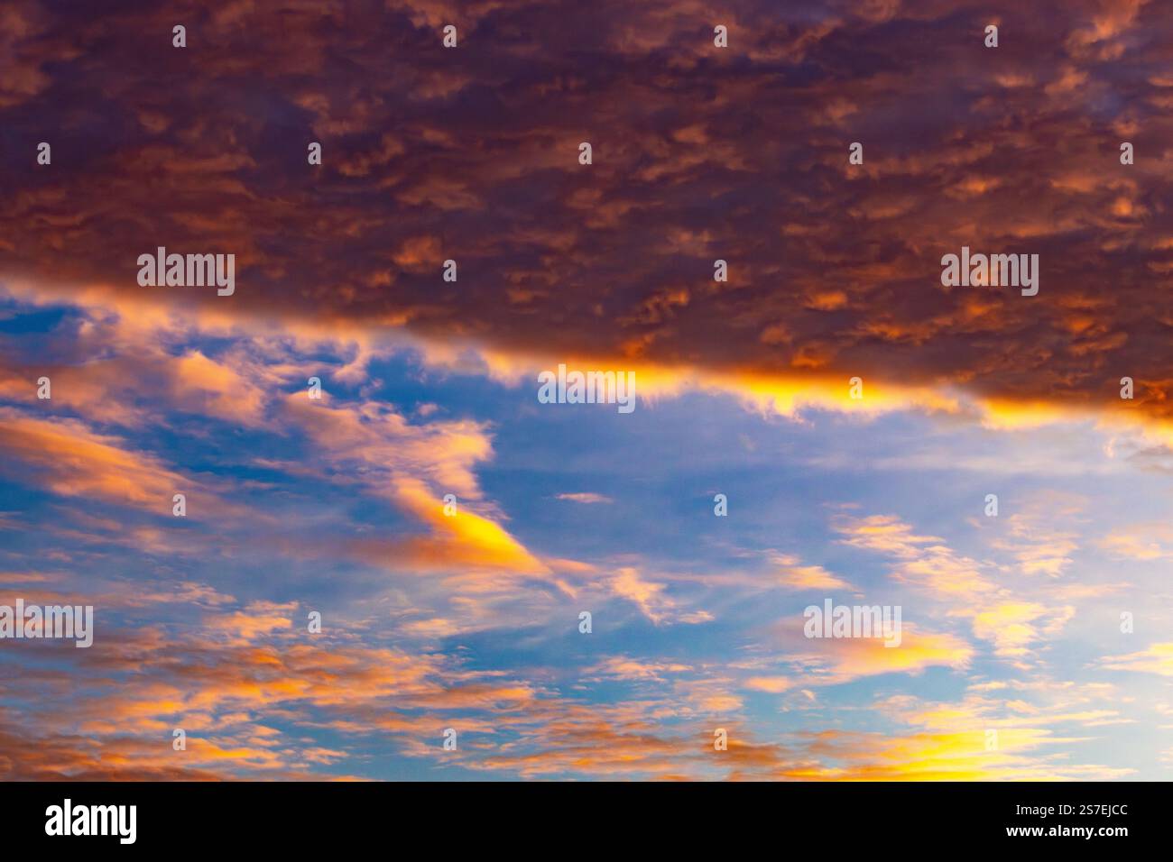 dramatic evening sky with a sharp cloud border Stock Photo