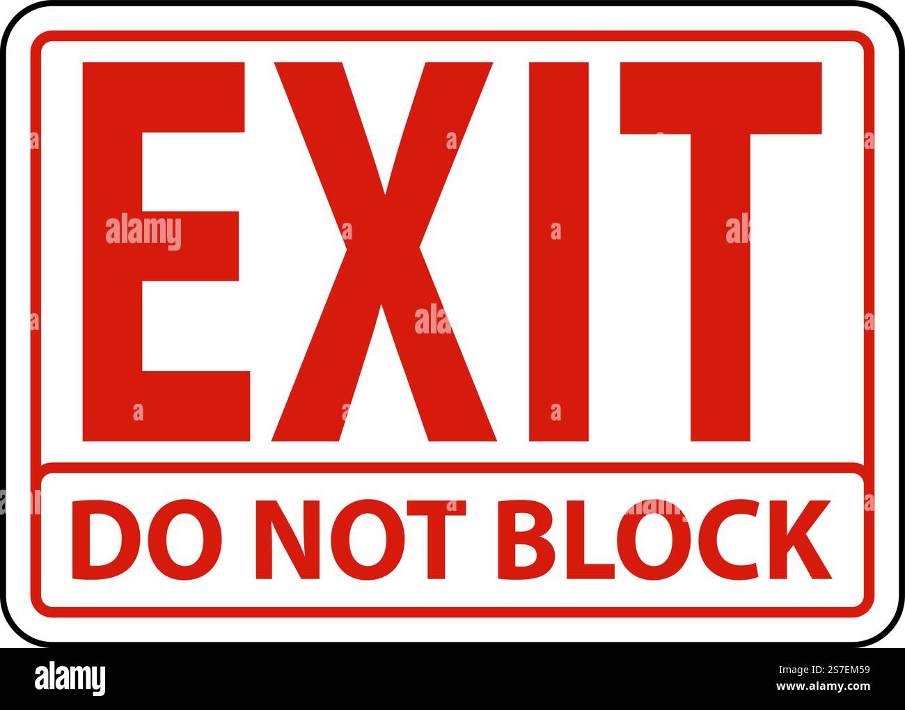 Exit Do Not Block Sign On White Background Stock Vector