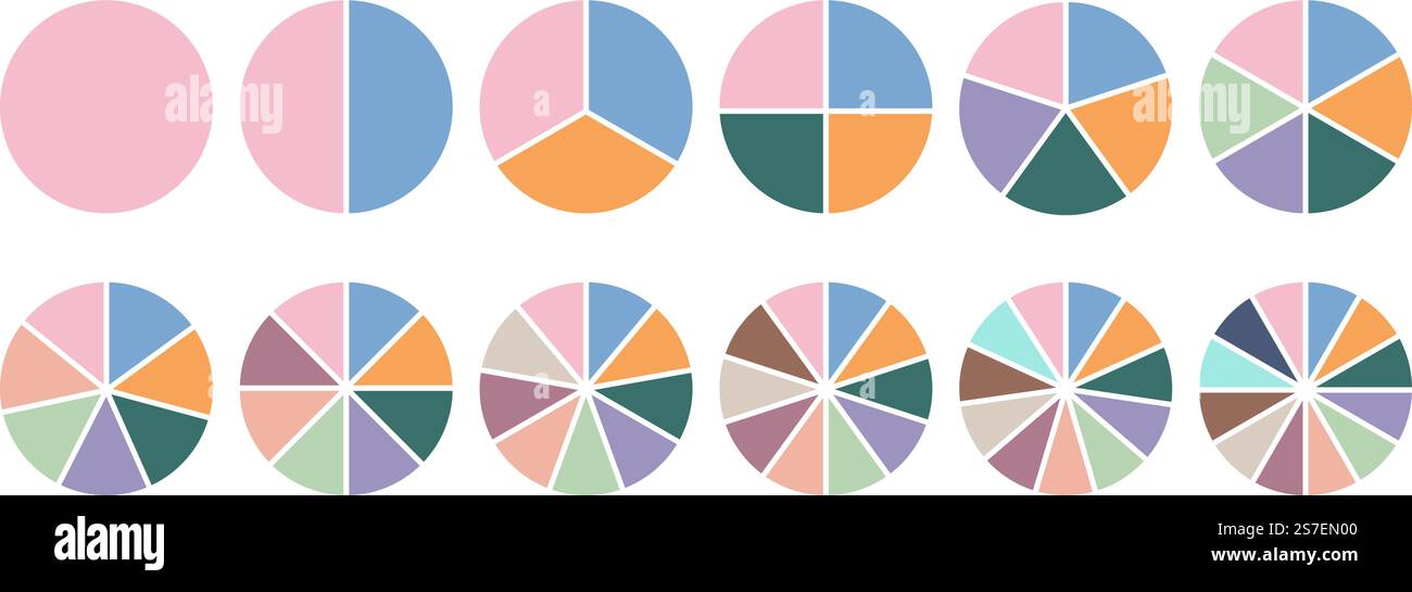 Pie chart parts for infographic. Circle sections 4, 8, 12. Percent ...