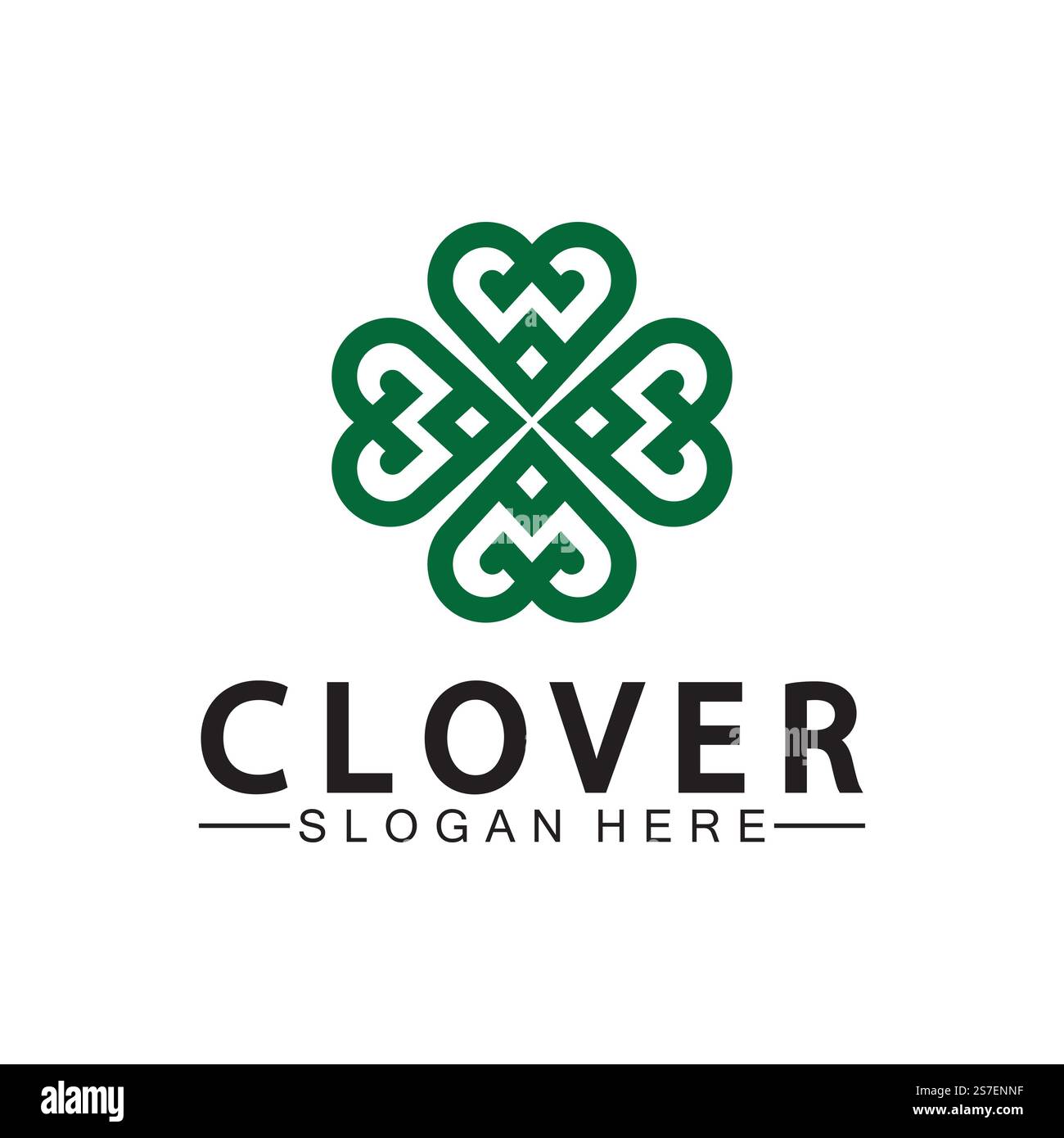 Four Leaf Clover Ornamental Logo Template Illustration Design. Stock Vector