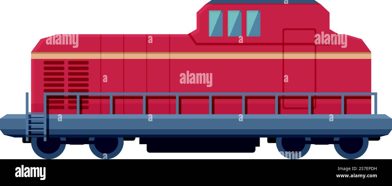 Red train icon cartoon vector. Cargo goods. Railroad container. Red ...