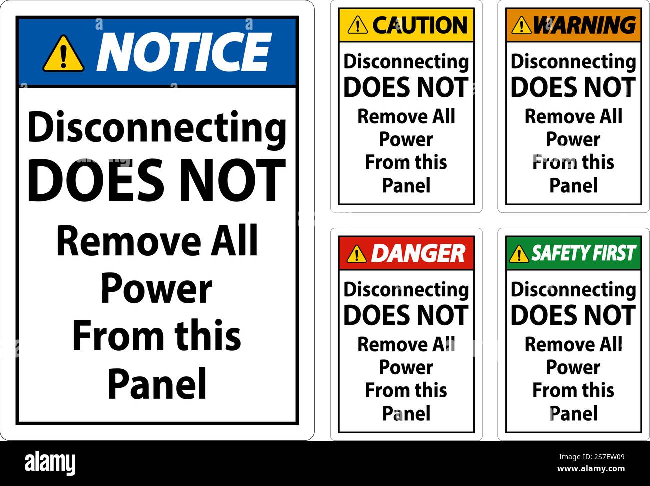 Warning Disconnecting Does Not Remove All Power From this Panel Stock Vector