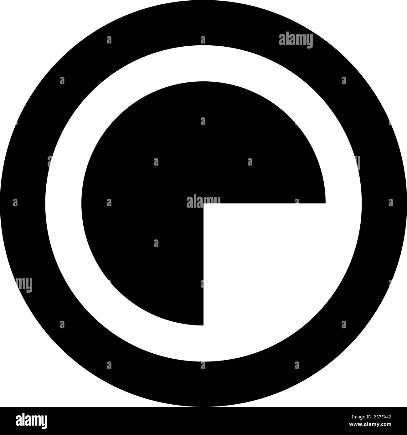Part circle 3/4 three four icon in circle round black color vector ...