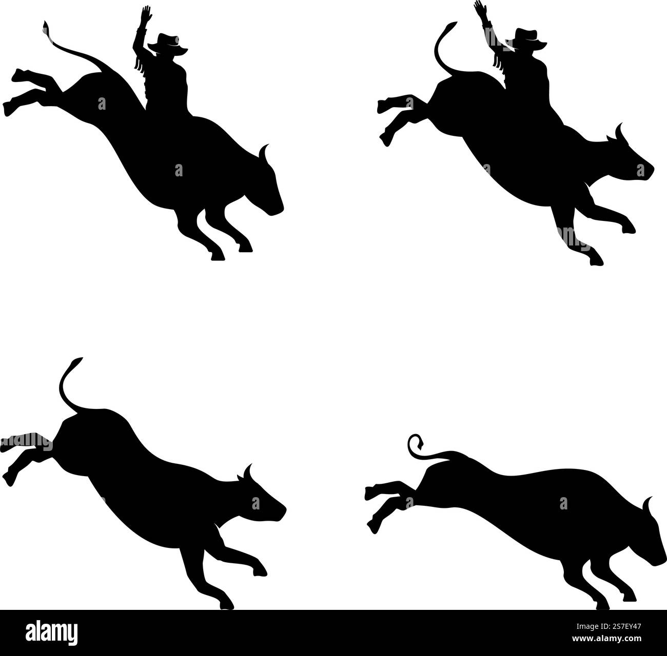 Bull riding rodeo logo vector flat design template Stock Vector Image ...