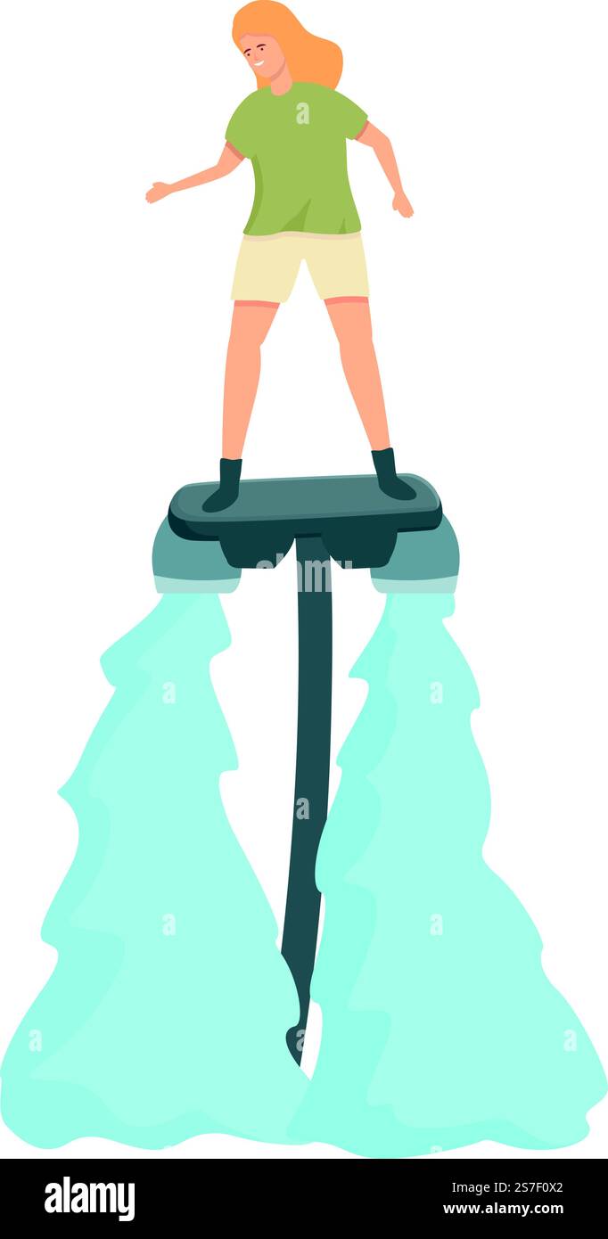 Water fly icon cartoon vector. Summer sea. Flyboard vacation. Water fly ...