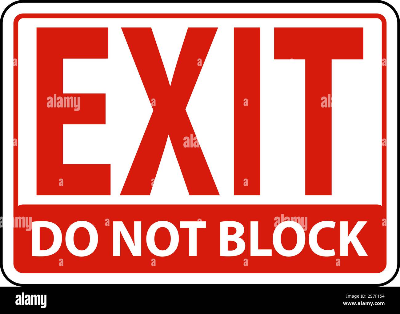 Exit Do Not Block Sign On White Background Stock Vector