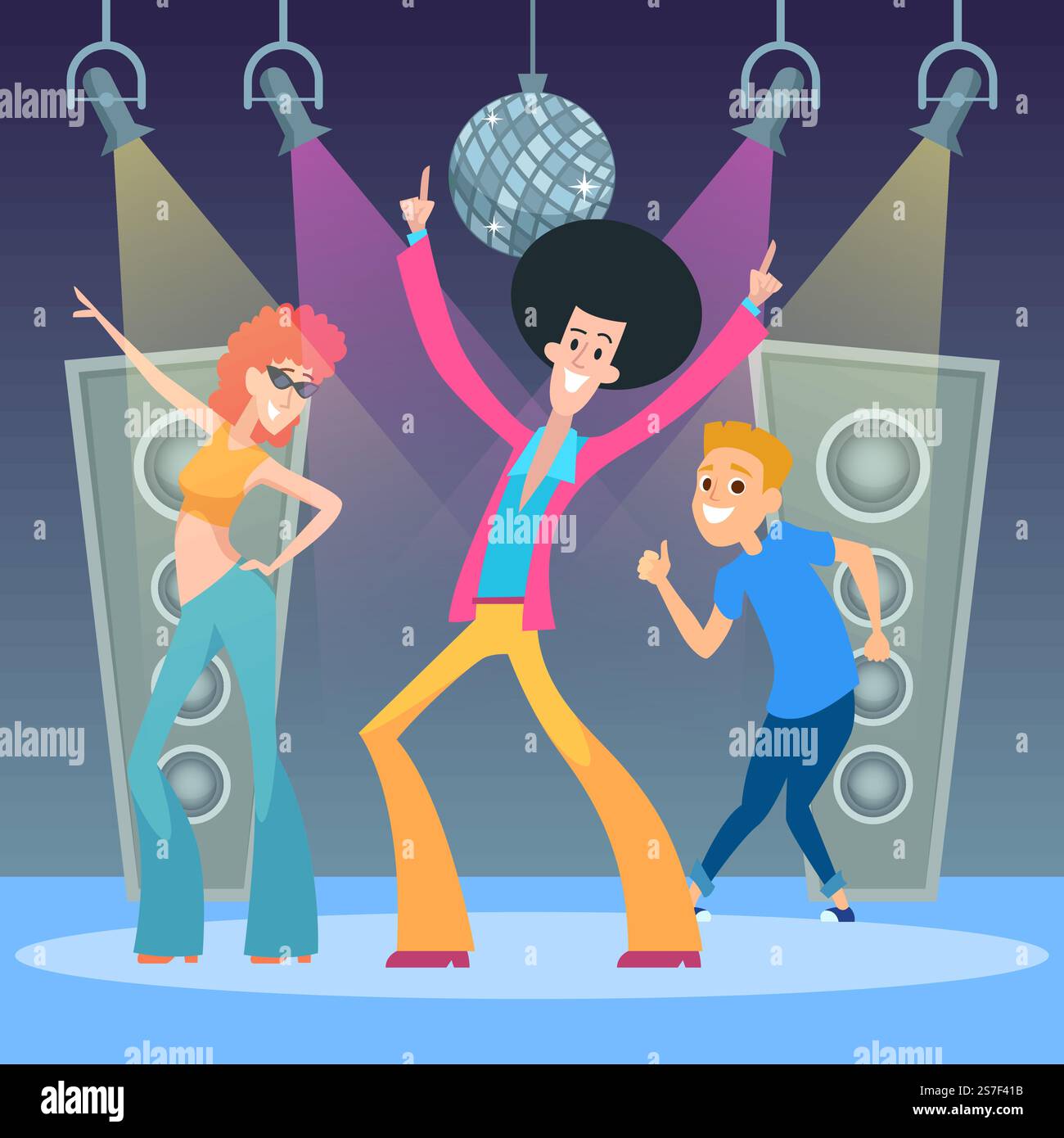 Dance Party Background Funny Characters Dancing On Party Stage Vector dance-party-background-funny-characters-dancing-on-party-stage-vector