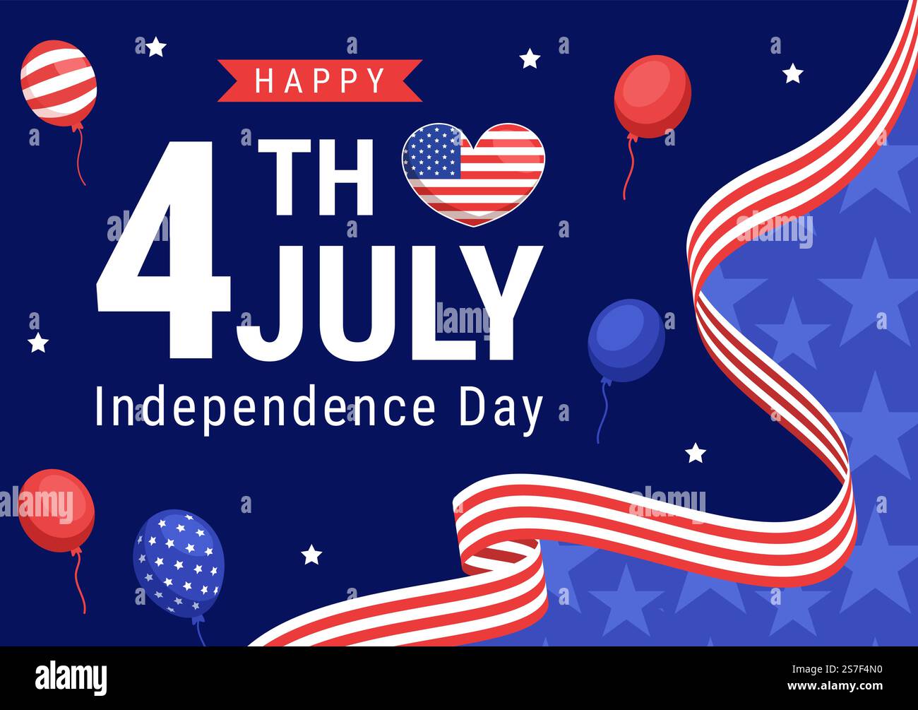 4th of July Independence Day USA Vector Illustration with American Flag ...