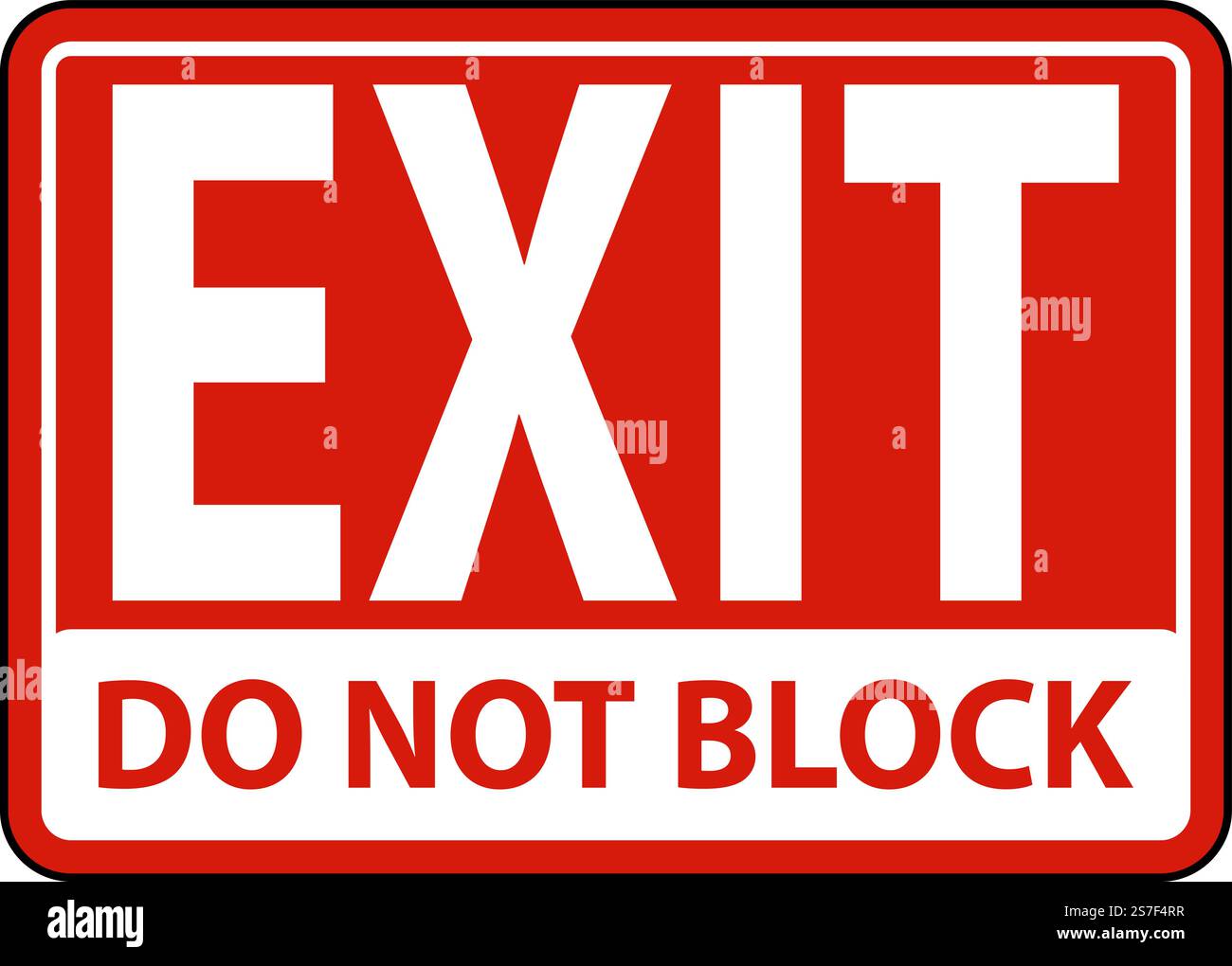 Exit Do Not Block Sign On White Background Stock Vector
