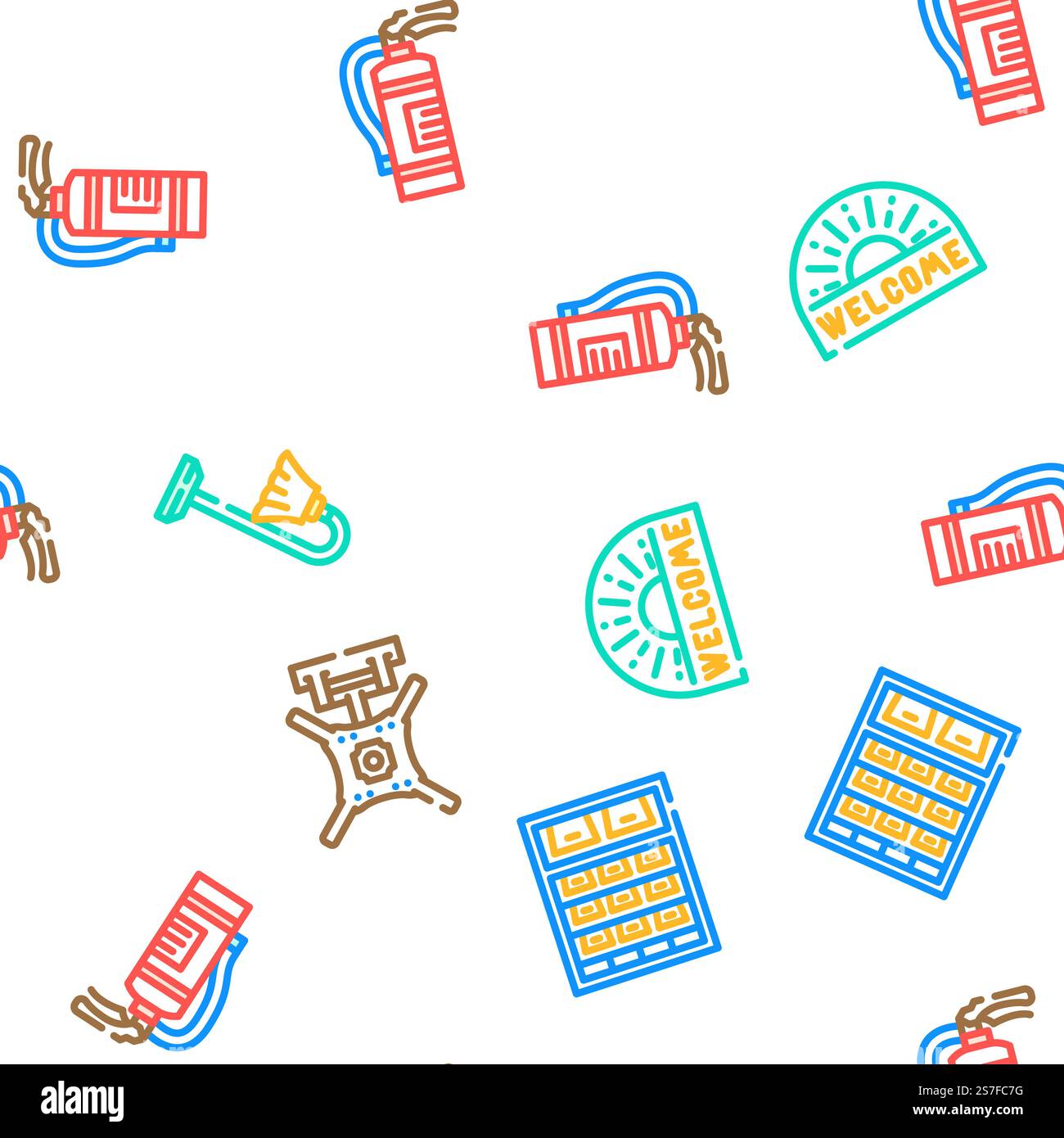 kitchen cooking cookware utensil vector seamless pattern thin line illustration. kitchen cooking cookware utensil vector seamless pattern Stock Vector