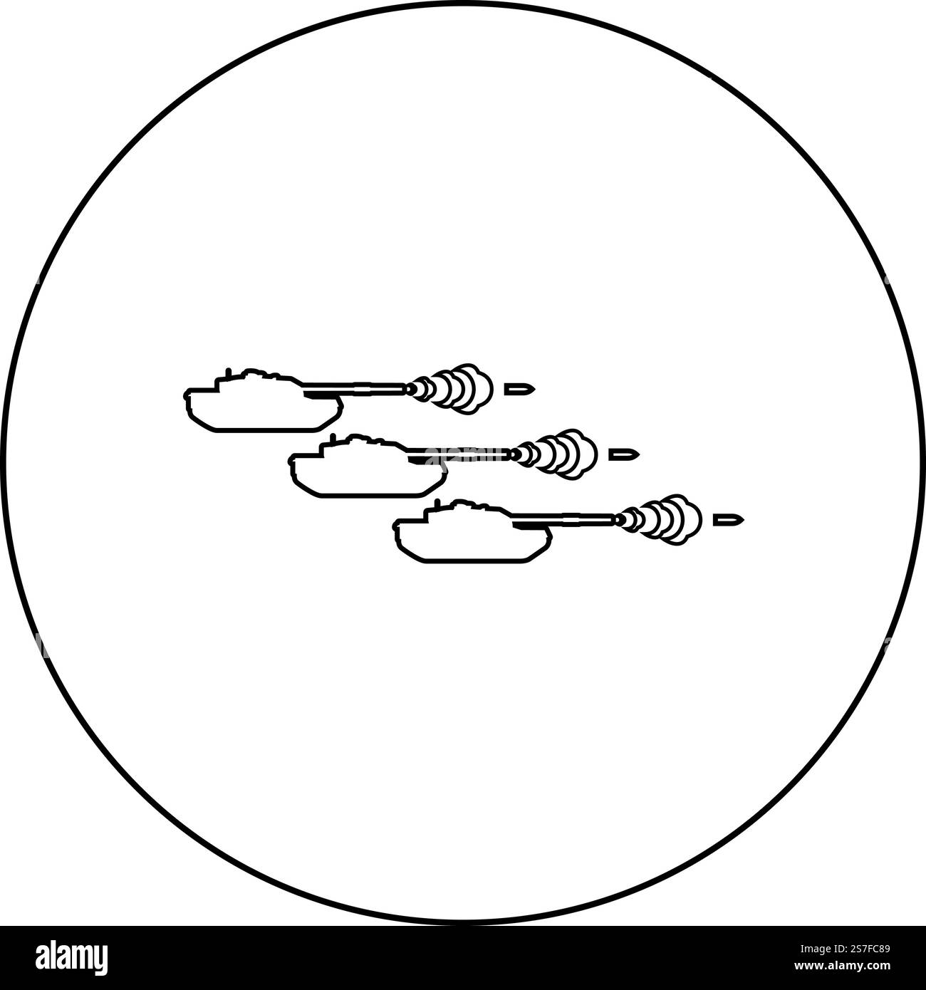 Shooting tanks war concept icon in circle round black color vector ...