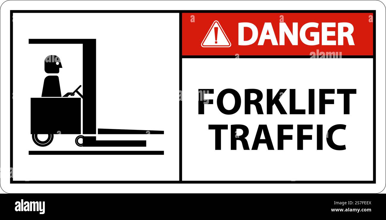 Danger Forklift traffic Floor Sign On White Background Stock Vector ...
