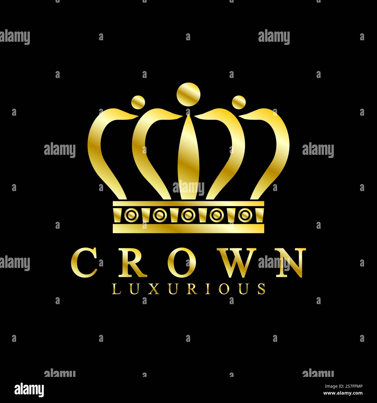 Gold crown icons. Queen king golden crowns luxury Logo Design Vector on ...