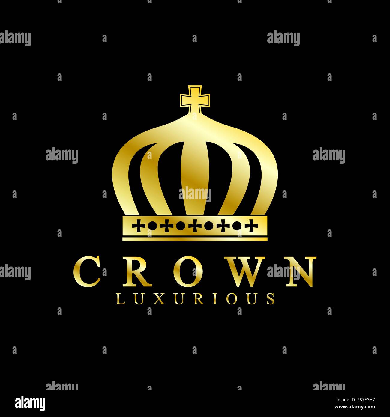 Gold crown icons. Queen king golden crowns luxury Logo Design Vector on ...