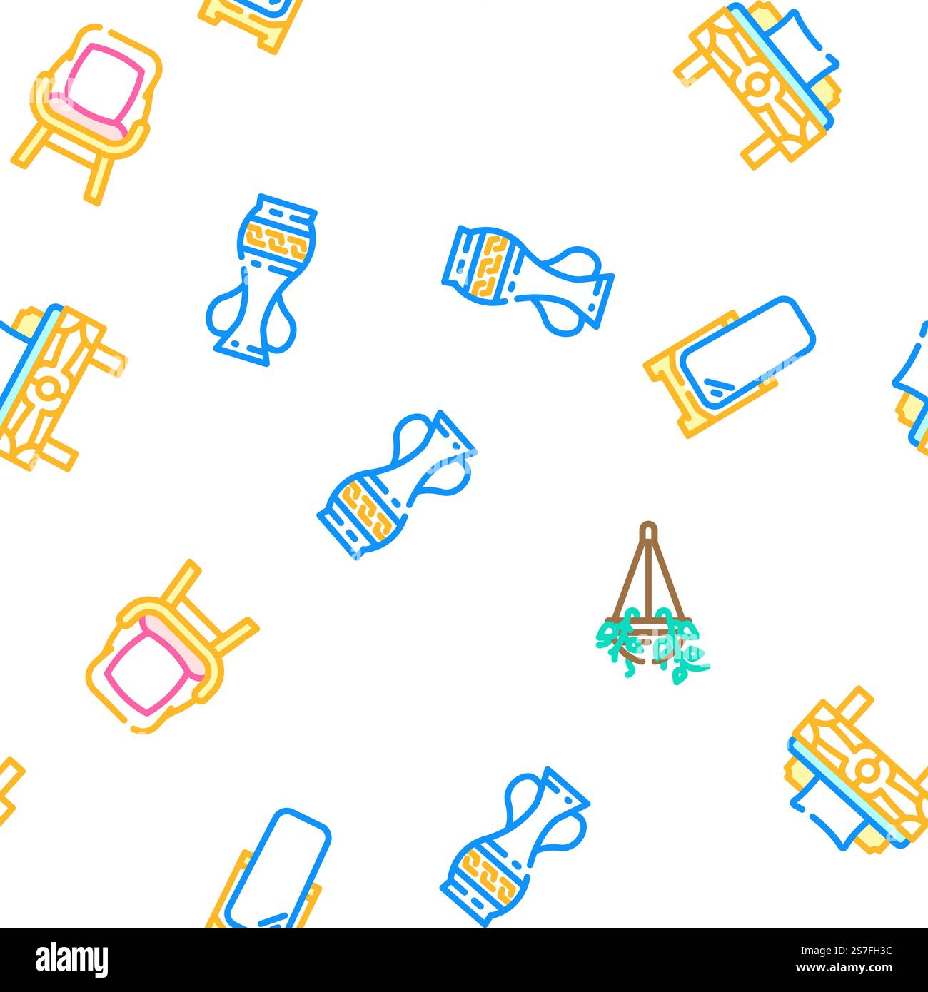 bedroom house home bed interior vector seamless pattern thin line illustration. bedroom house home bed interior vector seamless pattern Stock Vector