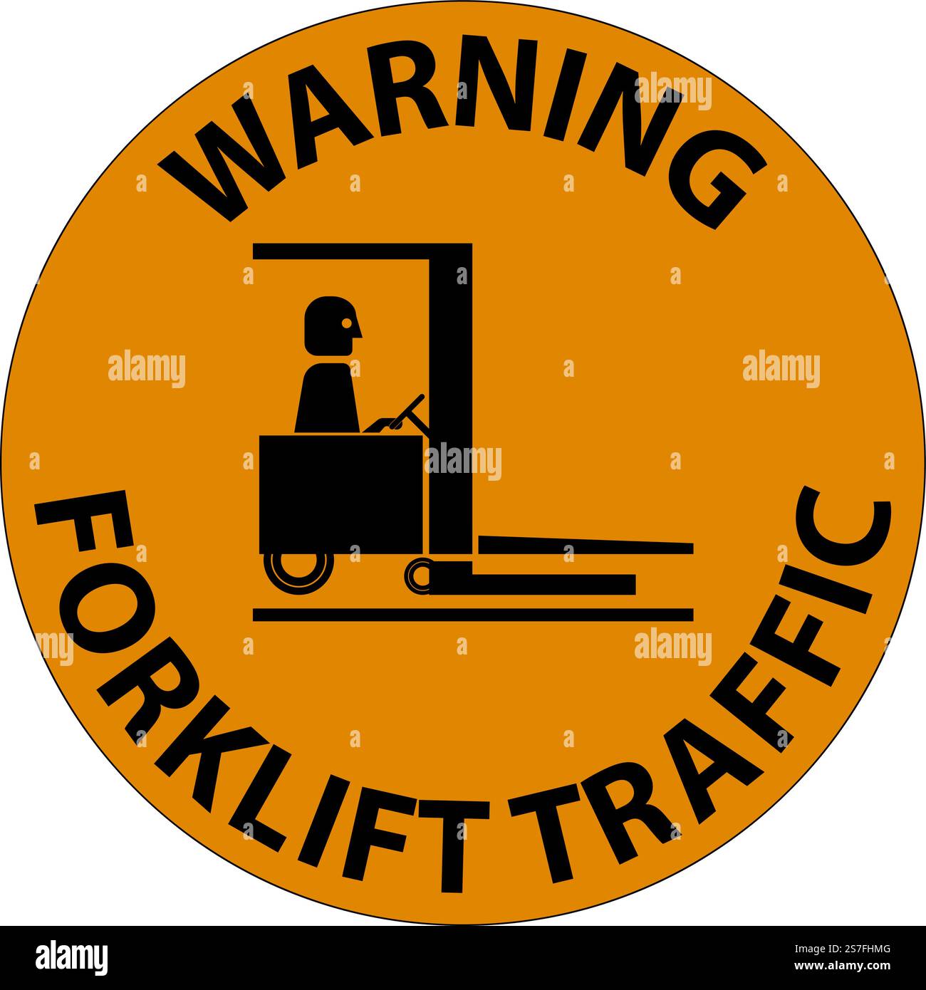 Warning Forklift traffic Floor Sign On White Background Stock Vector ...