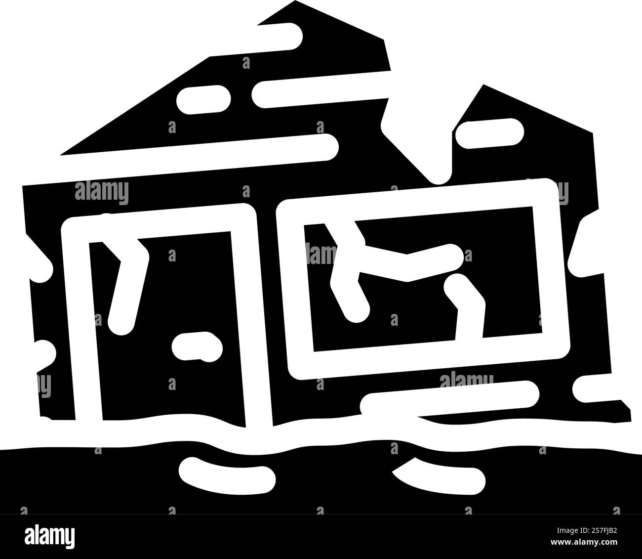 broken house disaster glyph icon vector. broken house disaster sign ...