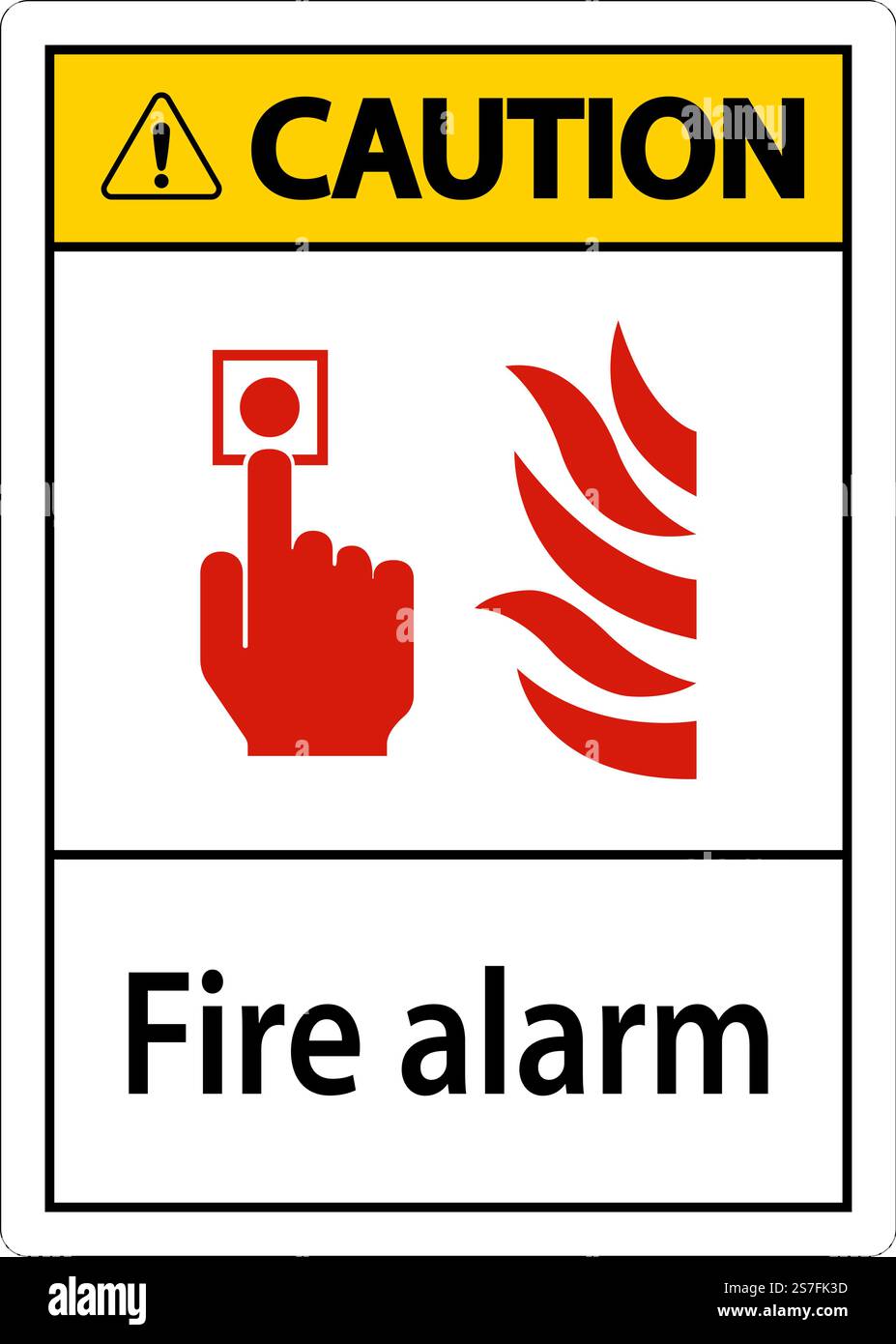 Caution Fire Alarm Sign On White Background Stock Vector