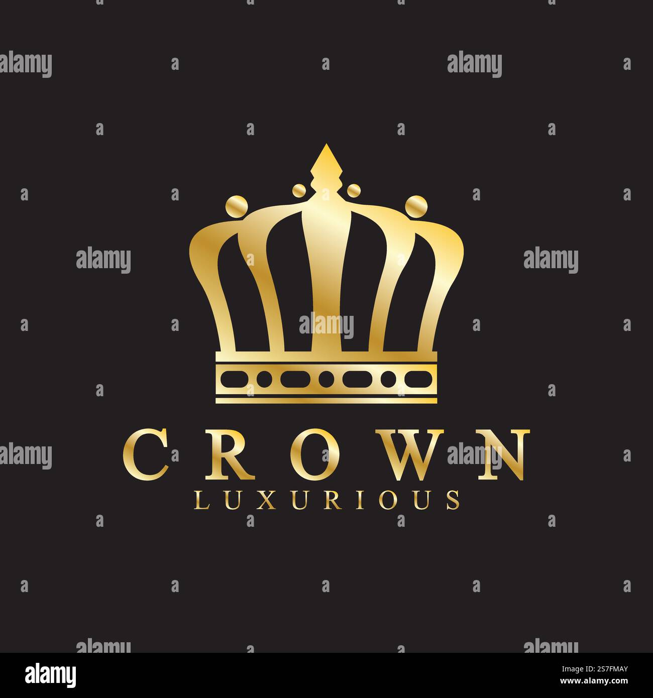 Gold crown icons. Queen king golden crowns luxury Logo Design Vector on ...