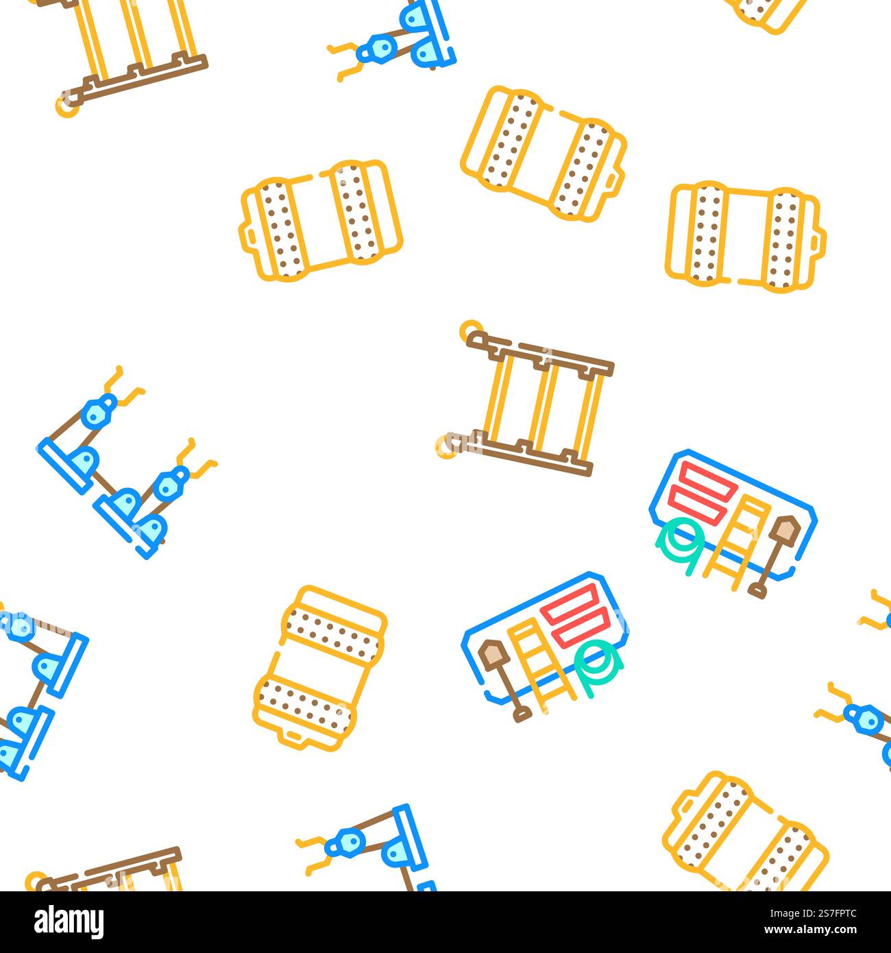 garage accessories tool service vector seamless pattern thin line illustration. garage accessories tool service vector seamless pattern Stock Vector