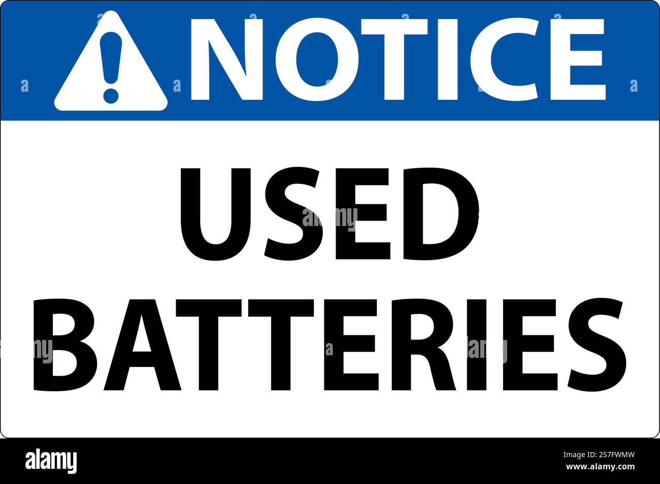 Notice Sign Used Batteries On White Background Stock Vector