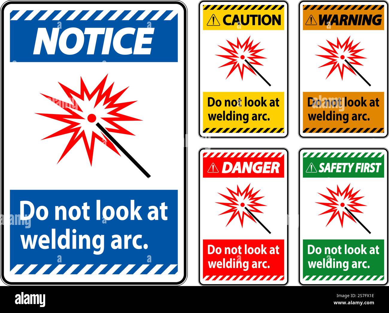 Caution Sign Do Not Look At Welding Arc Stock Vector