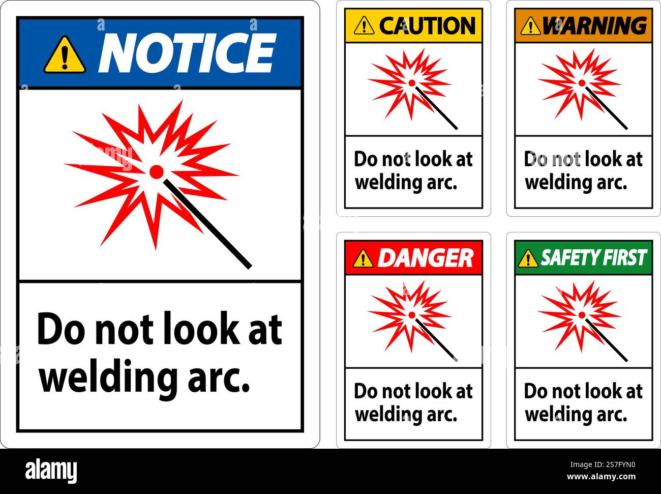Caution Sign Do Not Look At Welding Arc Stock Vector