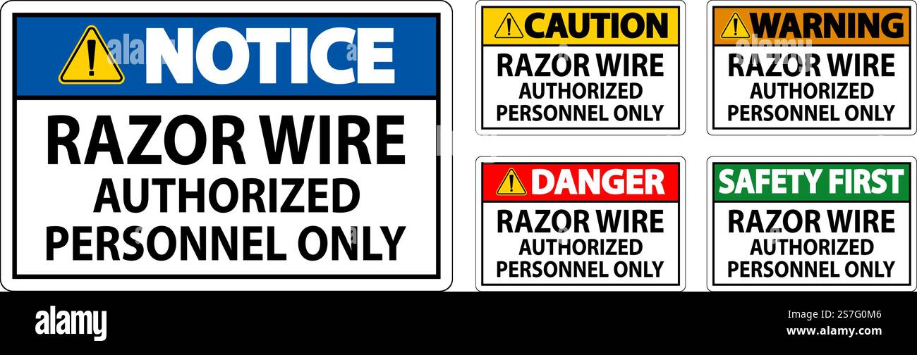 Danger Sign Razor Wire, Authorized Personnel Only Stock Vector Image ...