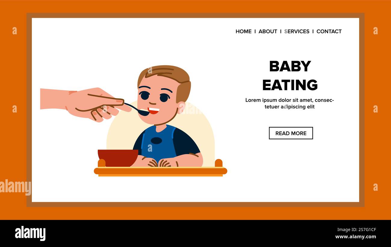 baby eating vector. food cute, child hand, healthy boy, nutrition ...