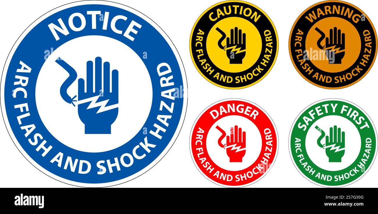 Warning Floor Sign Arc Flash And Shock Hazard Stock Vector