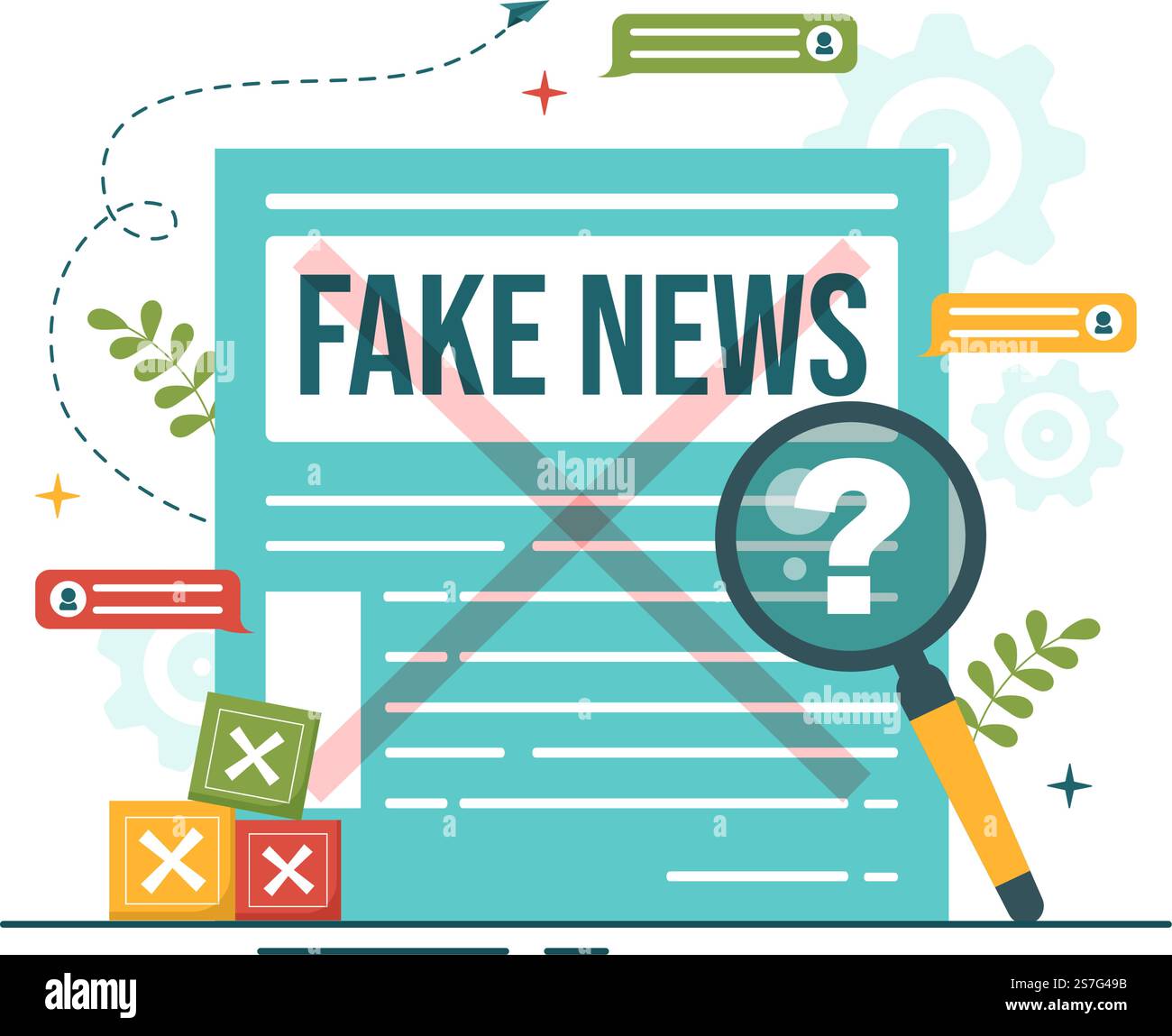 Factcheck Cartoon Model Fact Check Vector Illustration With Myths vs Facts News for Thorough ...