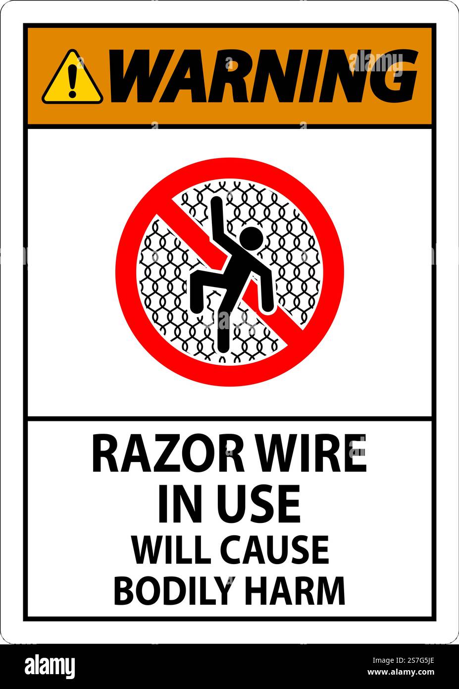 Warning Sign Razor Wire In Use Will Cause Bodily Harm Stock Vector ...