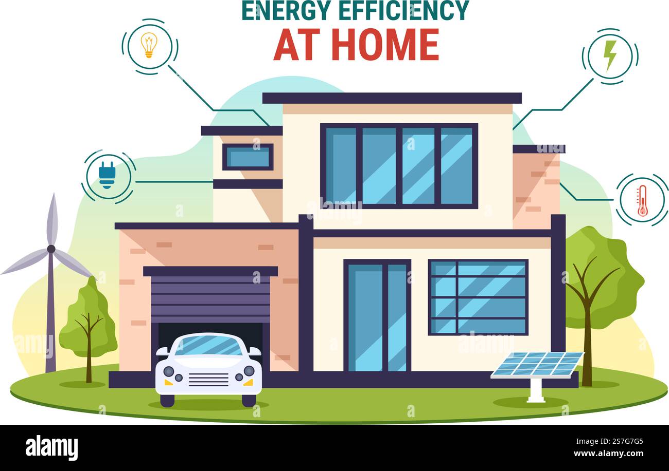 Energy Efficient at Home Vector Illustration of Smart House Technology ...