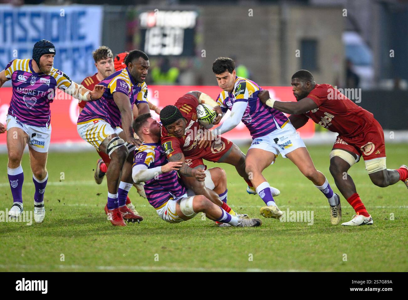 Apisai Naqalevu ( Usap Perpignan ) during Zebre Parma vs USAP, Rugby Challenge Cup match in