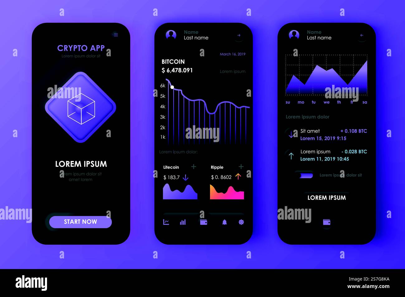 Cryptocurrency unique neomorphic design kit for mobile app neomorphism ...