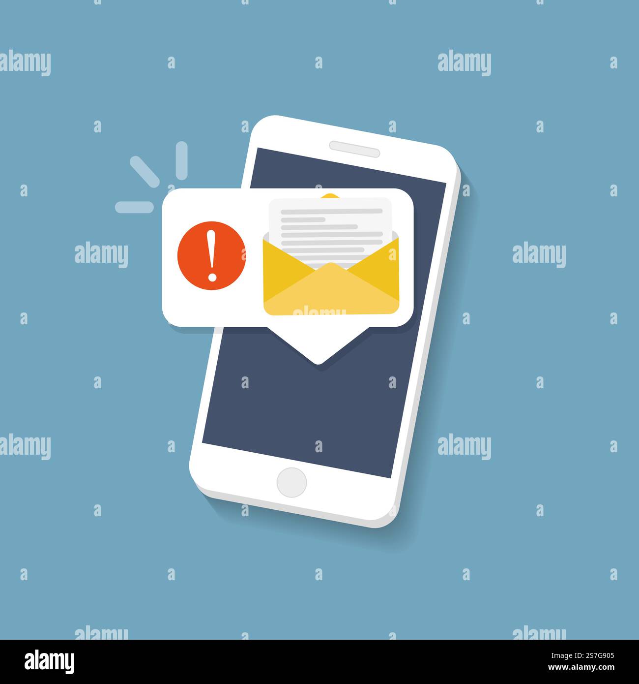 New message on the smartphone screen. Vector illustration Stock Vector ...