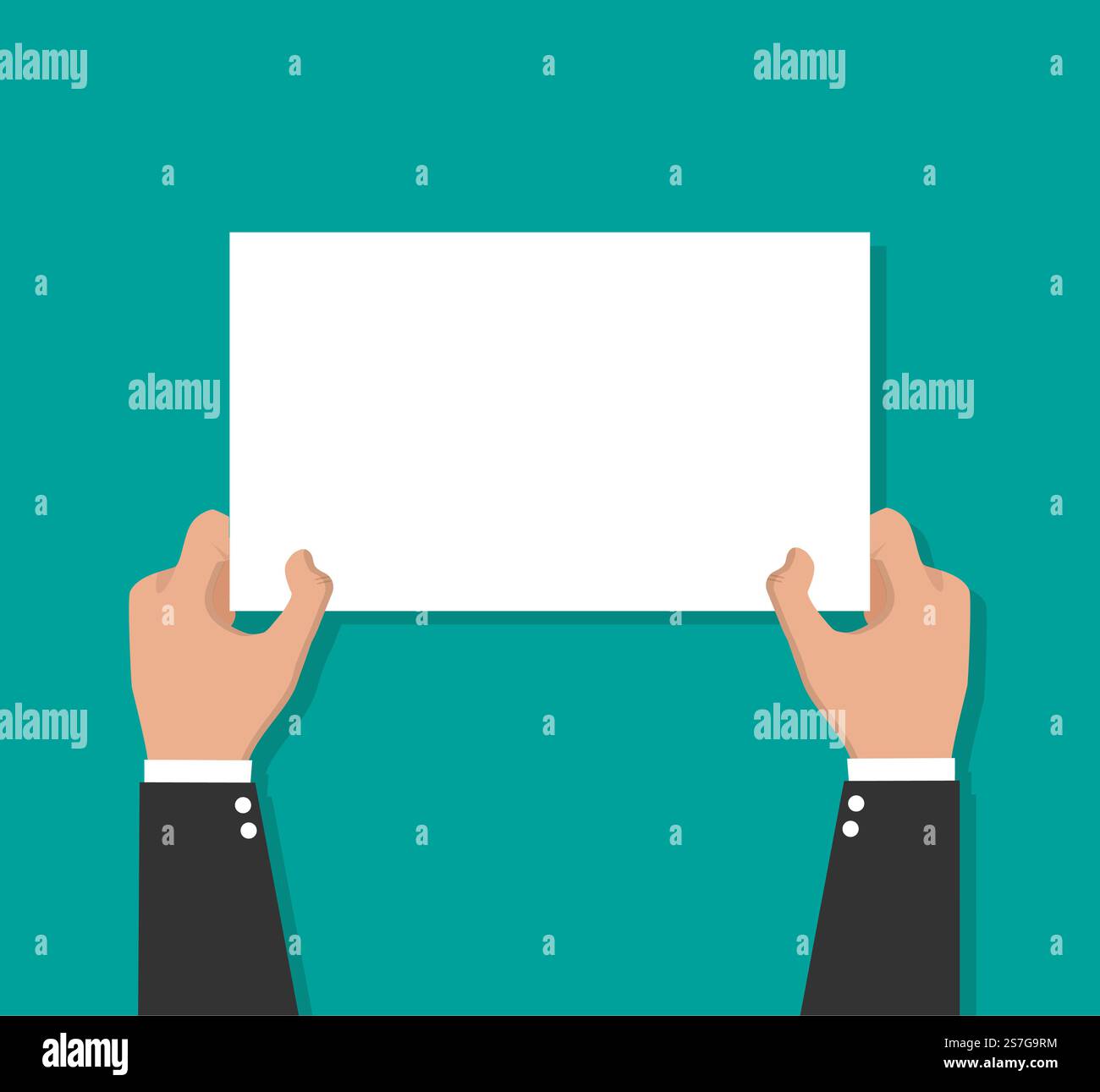 Hand holding placard. Vector flat for web banners, infographic design Stock Vector