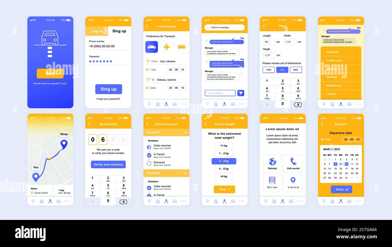 Set of UI, UX, GUI screens Delivery app flat design template for mobile ...