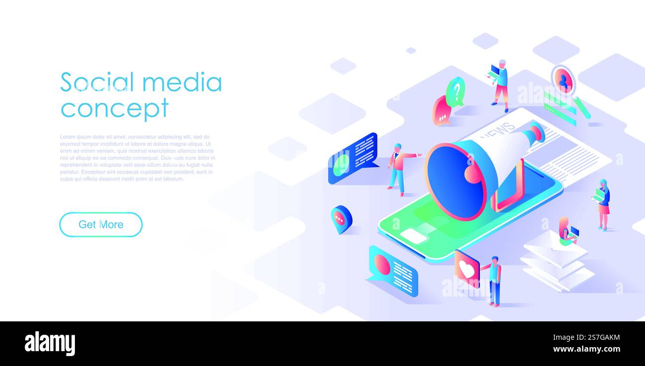 Modern flat design isometric concept of Social Media for banner and ...
