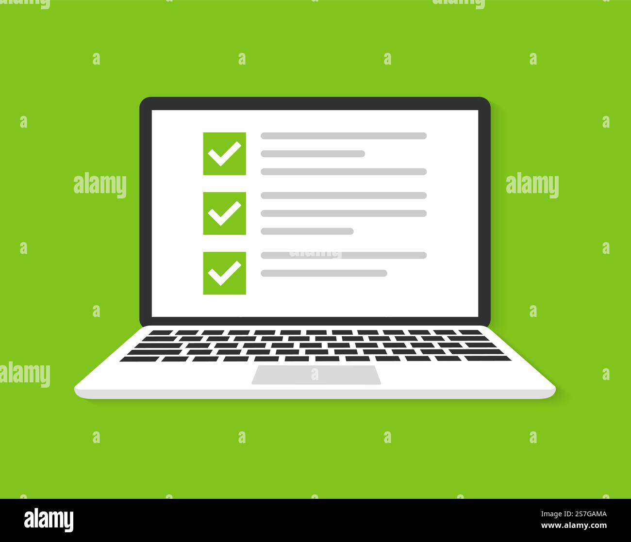 Laptop with checkbox icon flat icon Stock Vector
