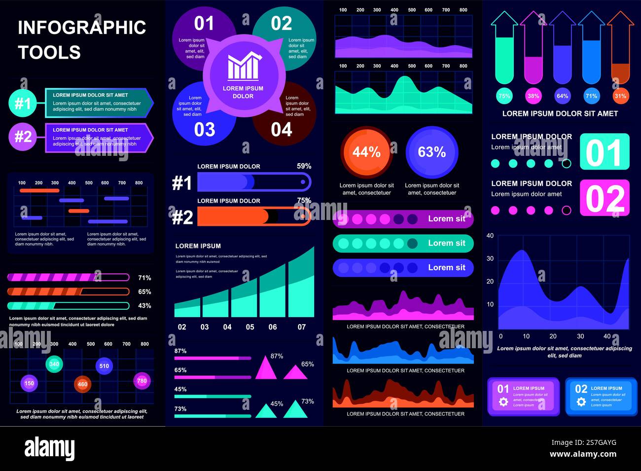 Bundle infographic UI, UX, KIT elements. Different charts, diagrams ...