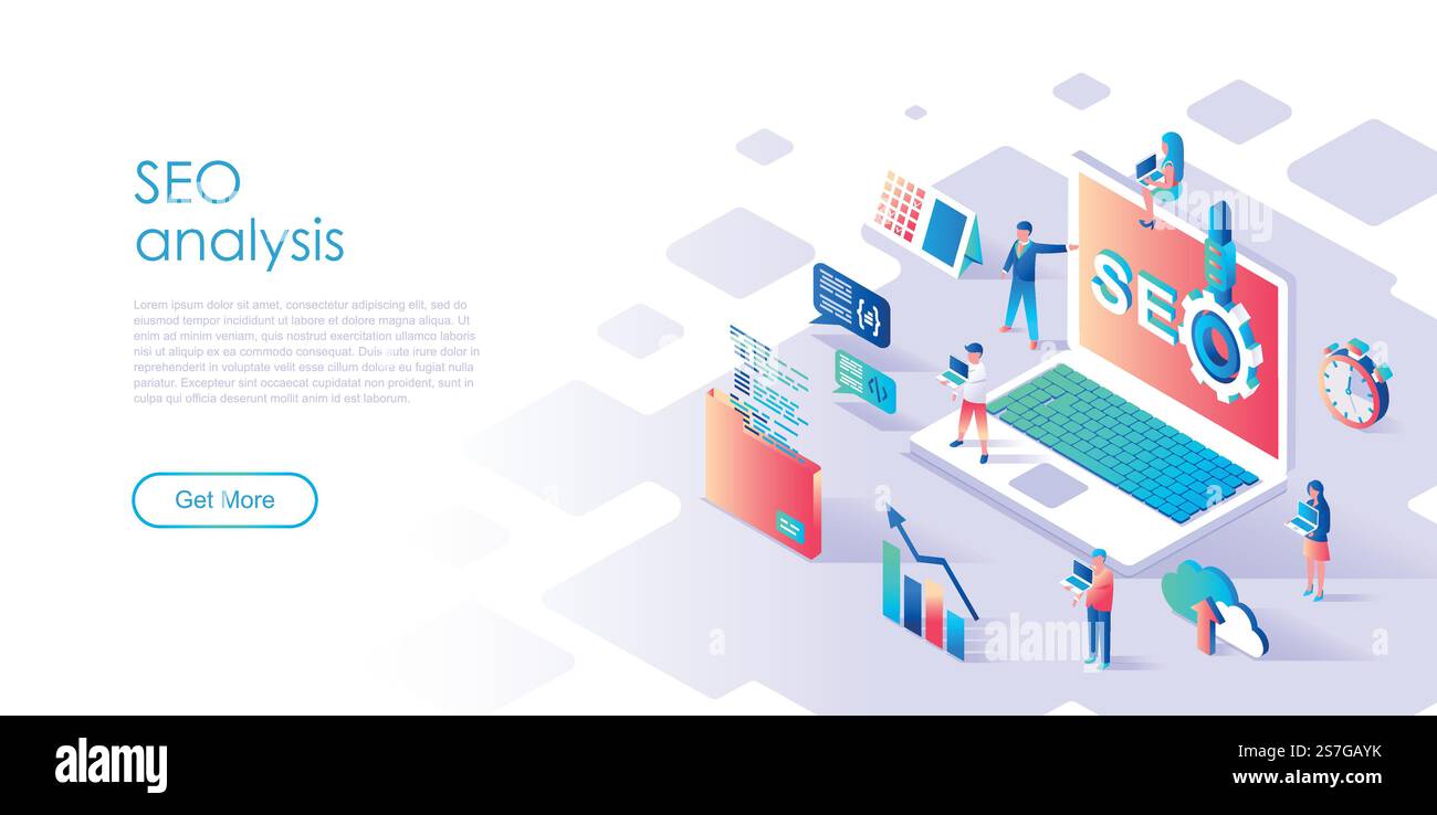 Modern flat design isometric concept of Seo Analysis for banner and ...