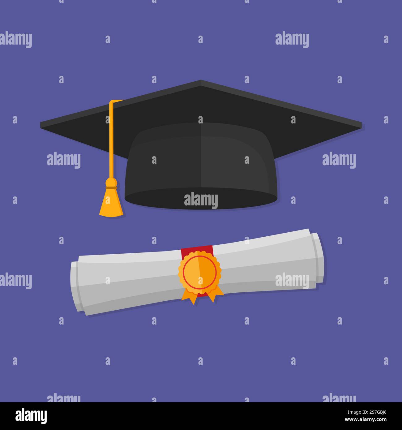 Graduation cap and rolled diploma . Flat style Stock Vector Image & Art ...