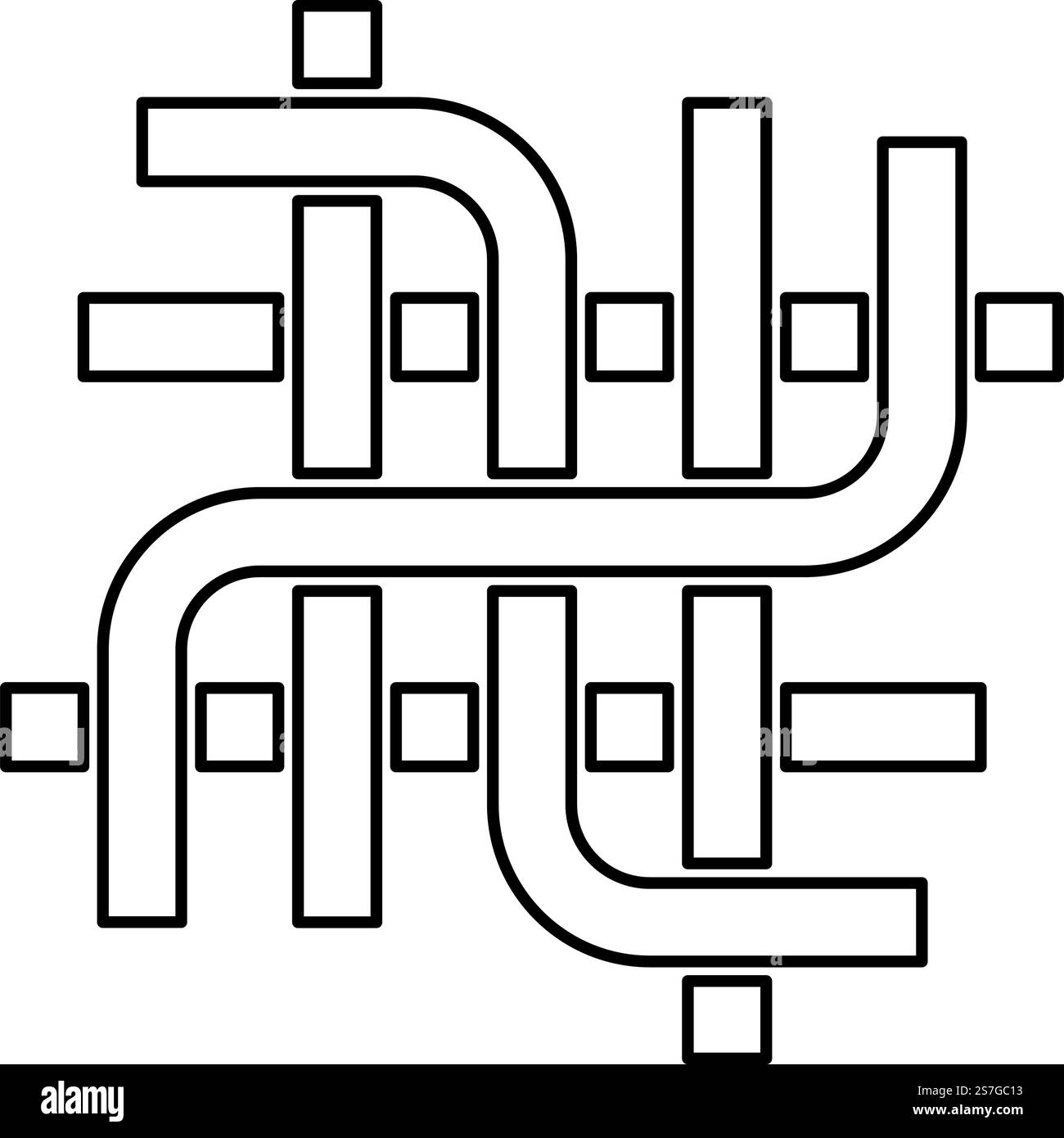 Pipes pipeline plumbing tubes net conduit contour outline line icon ...