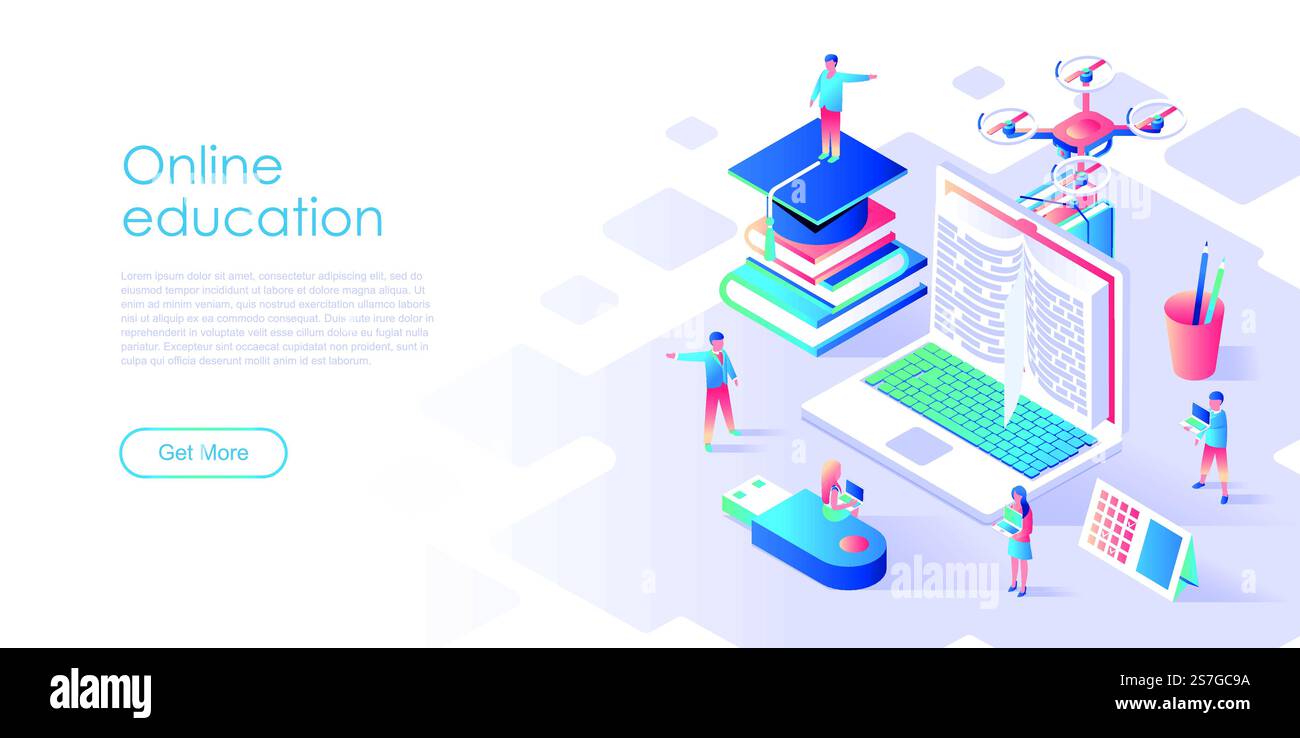 Modern flat design isometric concept of Online Education for banner and ...